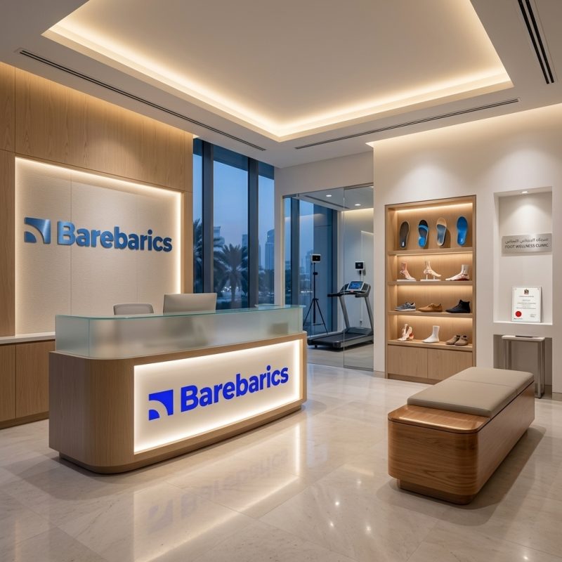 create image about office of the shoes store 
you can use the logo as a reference 
i need this image for Clinics & Wellness Centers
no people
the store in uae